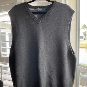EUC Classic Men’s Polo by Ralph Lauren V-Neck Sweater Vest in Charcoal, XXL